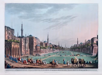 Plaza principal en El Cairo, con el palacio de Murad Bey, 1801