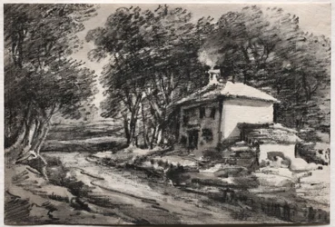 Paisaje con cabaña (anverso)