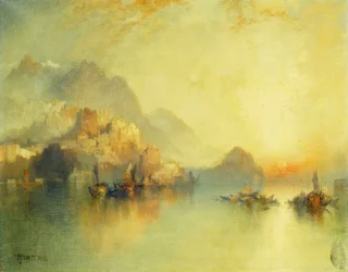 Un Pueblo en la Ladera al Atardecer, 1918