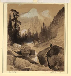 Dibujo, La Cúpula Norte, Yosemite, California, 1872