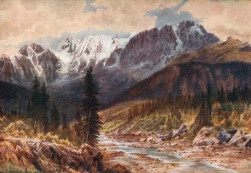 Ottertail Range, Rocosas, Columbia Británica (litografía en color)