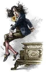 Caricatura de Oscar Wilde (1854-1900), vestido de dandi, realizada durante su viaje a los Estados Unidos en 1882. Dibujo de Thomas Nast (1840-1902) en 