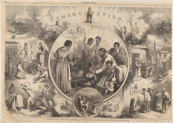 Emancipación de los negros - El pasado y el futuro, de Harpers Weekly, 24 de enero de 1863.
