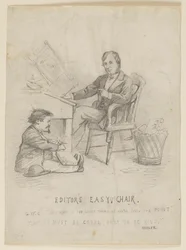 Estudio para caricatura, "La silla fácil del editor"