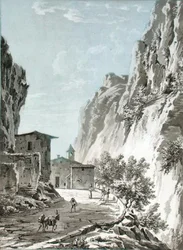 El pueblo de Gondo en el Paso del Simplon, ilustración de 