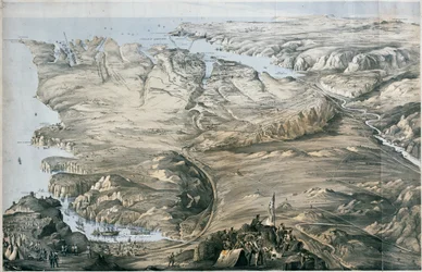 Vista panorámica del atrincheramiento de los Ejércitos Aliados de Inglaterra y Francia ante Sebastopol