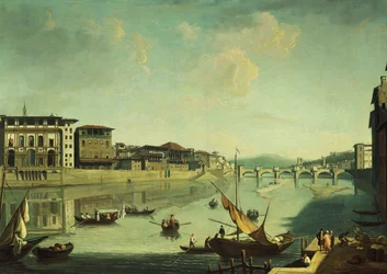 Una Vista del Arno con el Ponte alle Gracie, Florencia