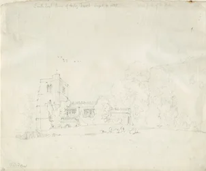 Iglesia de Arley: dibujo a lápiz, 4 Sep 1837
