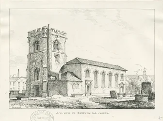 Burslem - Iglesia de St. John: dibujo a pluma
