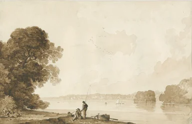 Parque Chillington - Piscina: dibujo en sepia, nd [1837-1838]