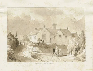 Croxden - Chapel and School: sepia wash drawing, nd [1817-1845] (dibujo)