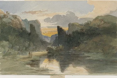 Dovedale - paisaje: pintura en acuarela
