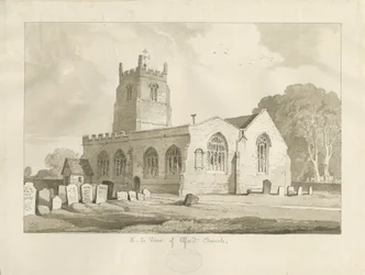 Iglesia de Elford: dibujo en sepia, 1837