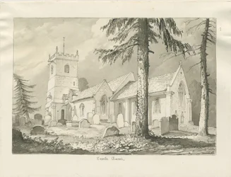 Iglesia de Enville: dibujo en sepia, 1837