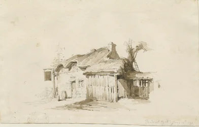 Fradswell - Cabaña en el páramo: dibujo a lápiz y lavado