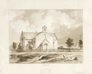 Iglesia de Gentleshaw: dibujo en sepia