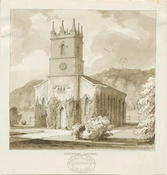 Iglesia de Kidsgrove: dibujo en sepia