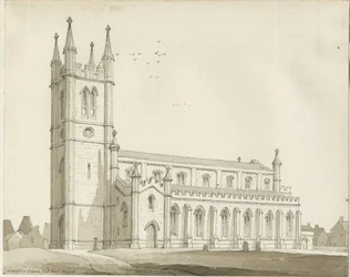 Lane End - Nueva iglesia: dibujo sepia