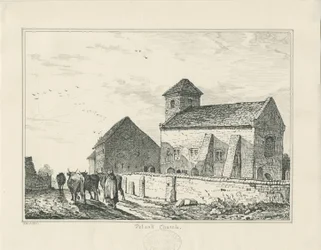 Iglesia de Pelsall (Antigua): dibujo a pluma y tinta