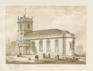 Iglesia de Shareshill: dibujo en sepia, 1837