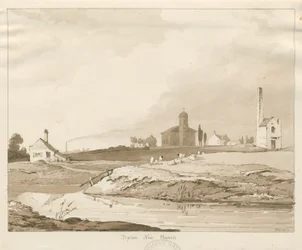 Iglesia Nueva de Tipton: dibujo en sepia