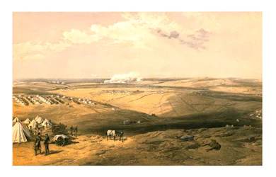 Vista distante de la sede de Lord Raglan antes de Sebastopol