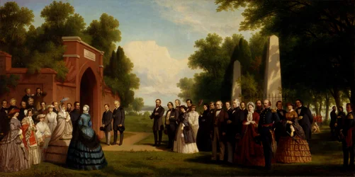 Visita del Príncipe de Gales, el Presidente Buchanan y dignatarios a la tumba de Washington