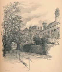 El patio y la puerta del Palacio de Richmond, 1902
