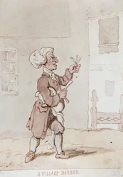 Un barbero de pueblo (tinta y acuarela)