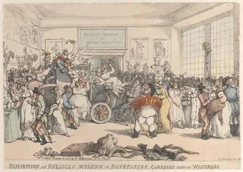 Exposición en el Museo de Bullock del carruaje de Bonaparte tomado en Waterloo, 10 de enero de 1816