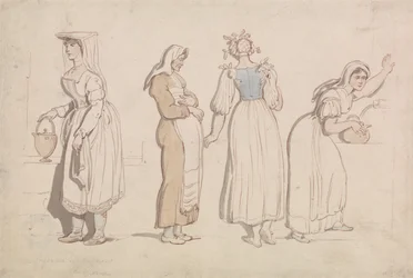 Cuatro mujeres junto a un pozo en Roma
