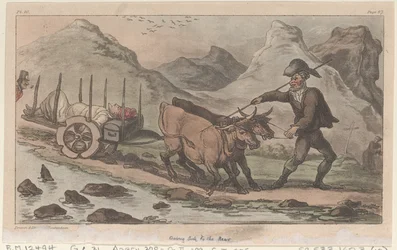 Enfermo yendo a la retaguardia, de Las aventuras militares de Johnny Newcome, 1815