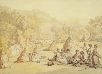 Cosechadores descansando en un campo de maíz, c.1805-10