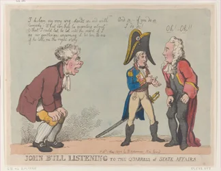 John Bull escuchando las disputas de los asuntos de estado, 1 de mayo de 1803