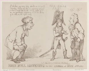 John Bull escuchando las disputas de los asuntos de estado, 1 de mayo de 1803