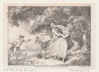 José se apresura a rescatar a Fanny del peligro inminente, de Las aventuras de Joseph Andrew..., 1792