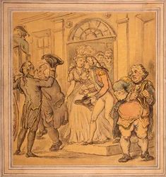 Saliendo después de una fiesta, finales del siglo XVIII-principios del siglo XIX