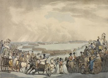 Voluntarios de Caballería Ligera de Londres y Westminster, comandados por el Coronel Herries, revisados por Su Majestad en Wimbledon Common, 5 de julio de 1798
