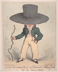Sombrero de verano ligero y bastones de moda para el año 1801, 10 de julio de 1801
