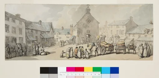 Market Place, Llanrwst, c.1797 (pluma y tinta negra y acuarela sobre papel)