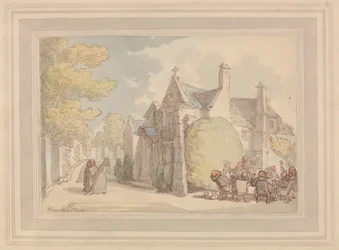 Monjes de juerga fuera de un monasterio