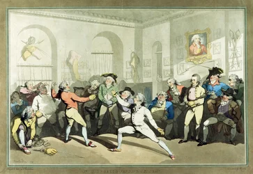 Academia de esgrima del Sr. H Angelo, grabado por Charles Rosenberg, 1791