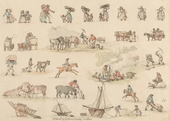 Conjunto de dieciséis: Esquemas de figuras y paisajes