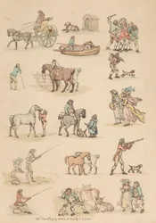 Conjunto de dieciséis: Esquemas de figuras y paisajes