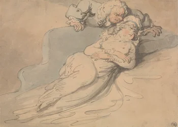 Mujer dormida vigilada por un hombre