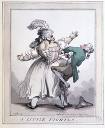Apretar más - Estampas de Rowlandson, en "El corsé en el arte y la moral desde el siglo XIII hasta el siglo XX" por F. Libron y H. Clouzot