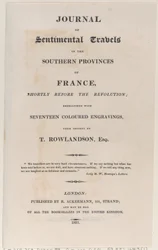 Página de título, del Diario de viajes sentimentales en las provincias del sur de Francia, 1821