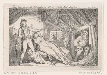 Tom Jones detecta al filósofo en la cámara de Black Moll, La historia de Tom Jones, 1792