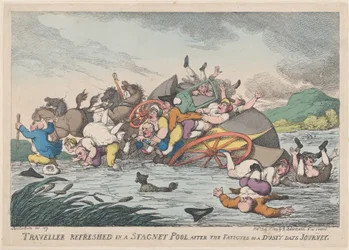 Viajero refrescado en una piscina estancada [sic] después de las fatigas de un día polvoriento, 1 de febrero de 1809