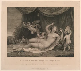 El genio de la modestia impidiendo que el amor desvele la belleza